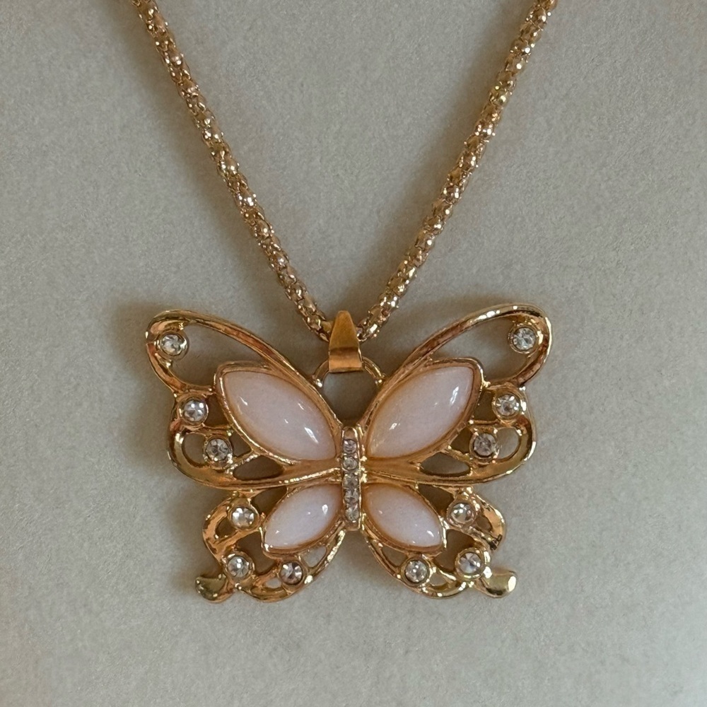 Rose Golden Butterfly Necklace Fashion Jewelry Women Chain 12inches  NWOT